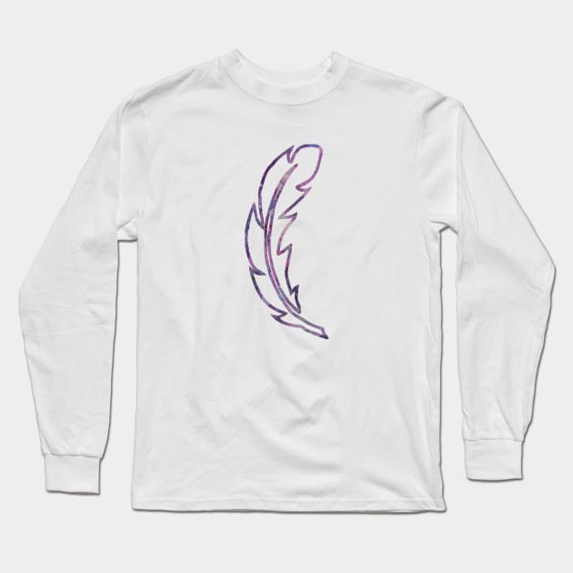Galaxy Feather | Purple + Pink Feather | Watercolor Galaxy Feather Long Sleeve T-Shirt by Tilila